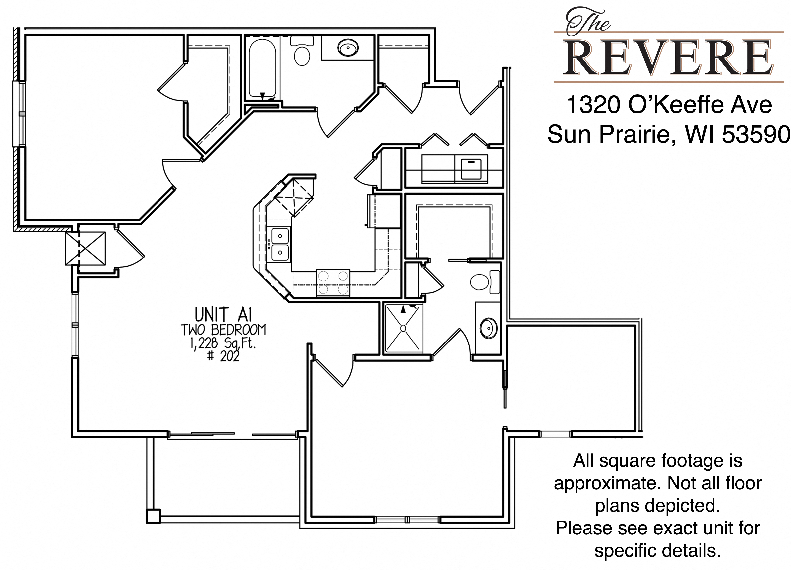 Floor plan for 2 beds, 2 baths, 1228 sqft